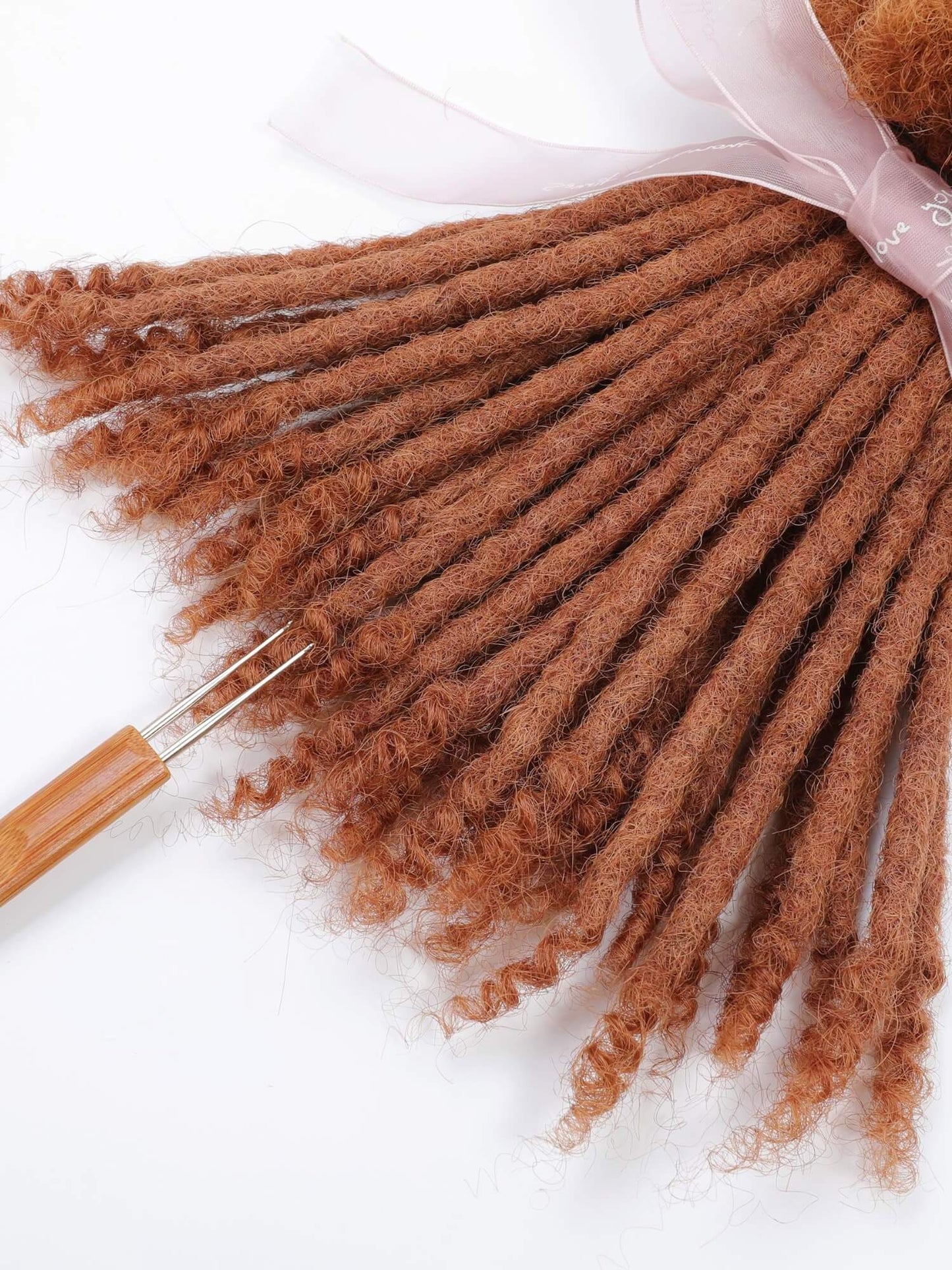 caramel brown human hair loc extensions curly tips