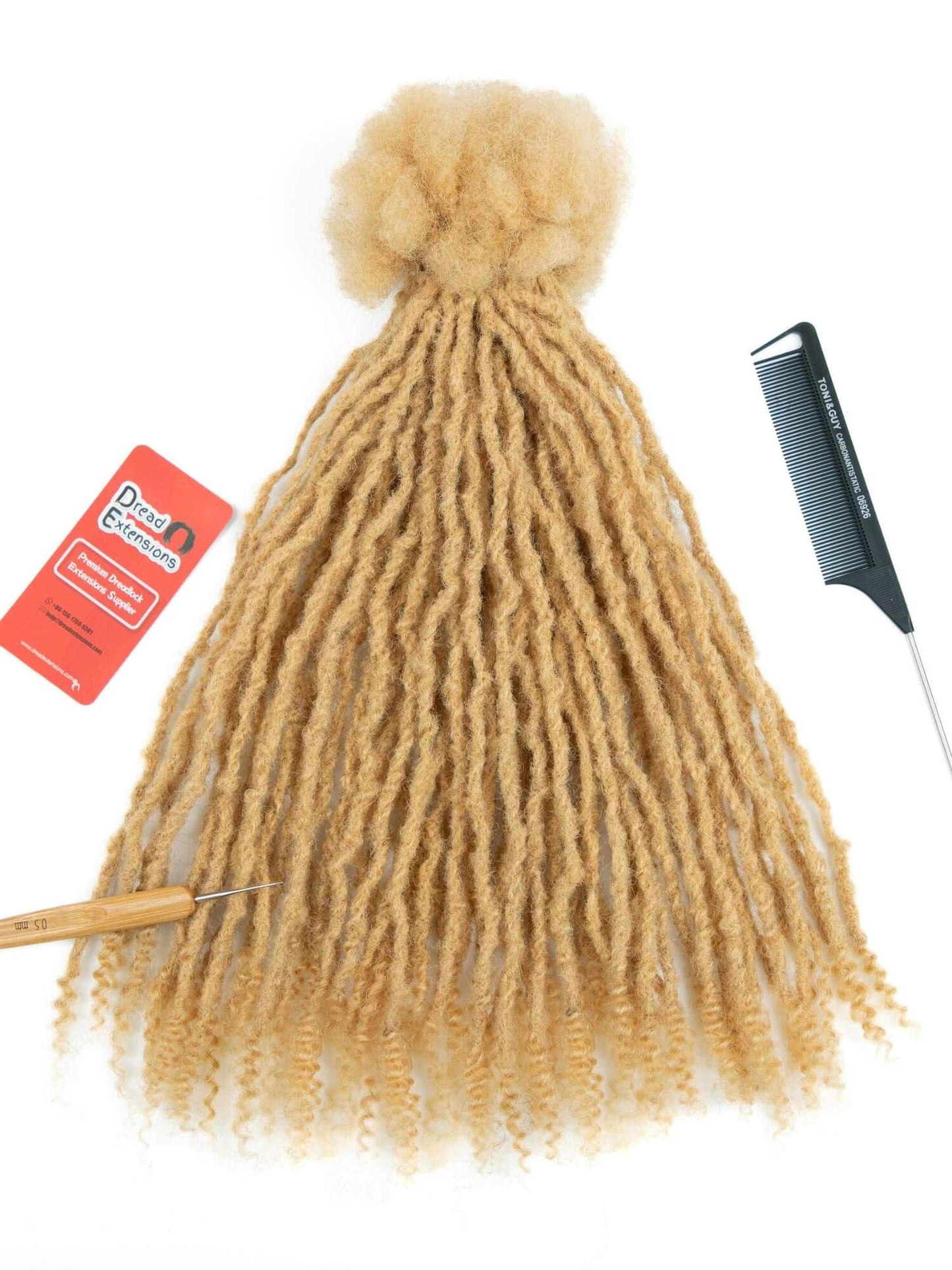 honey blonde anwi texutred loc extensions human hair with curly ends