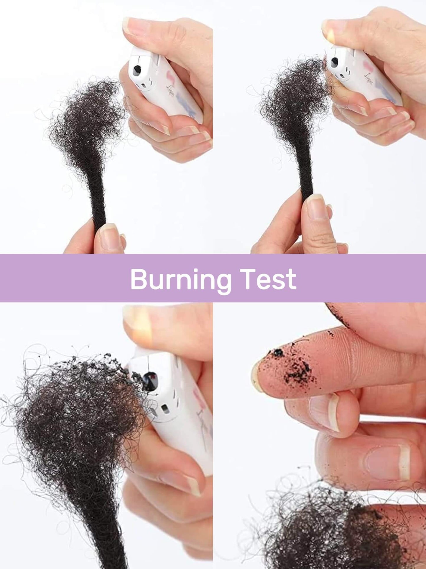 human hair loc extensions burning test