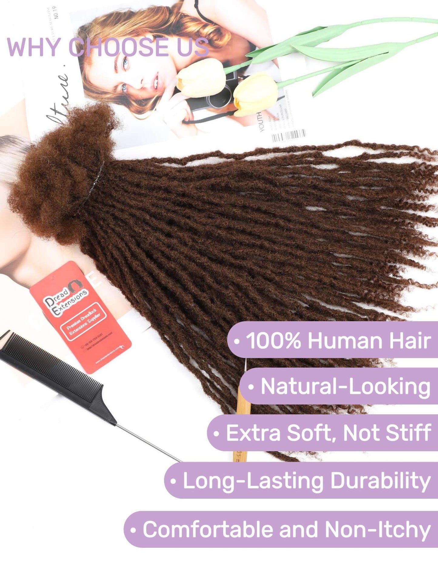 medium brown textured loc extensions with curly ends 1