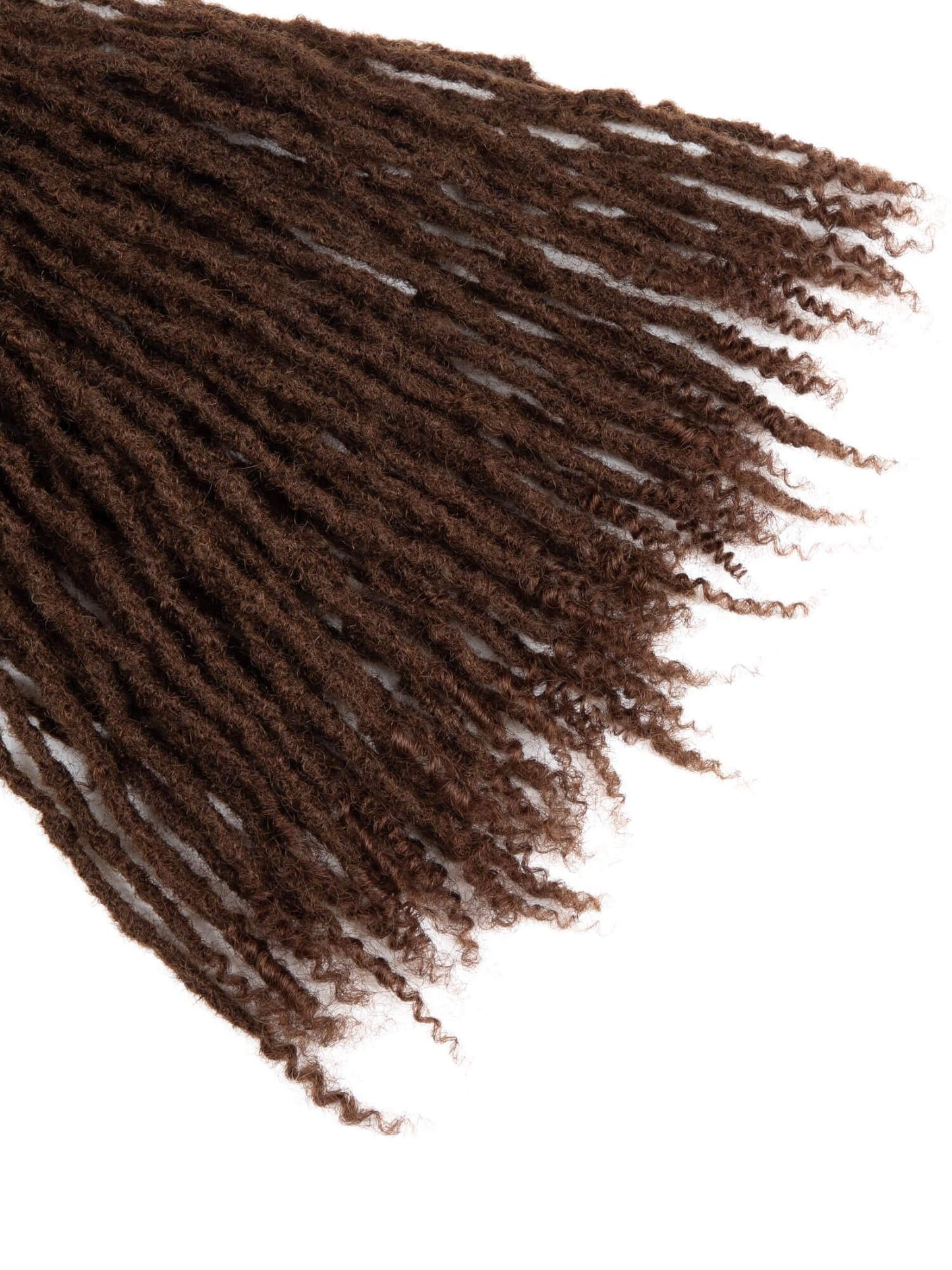 medium brown textured loc extensions with curly ends 2