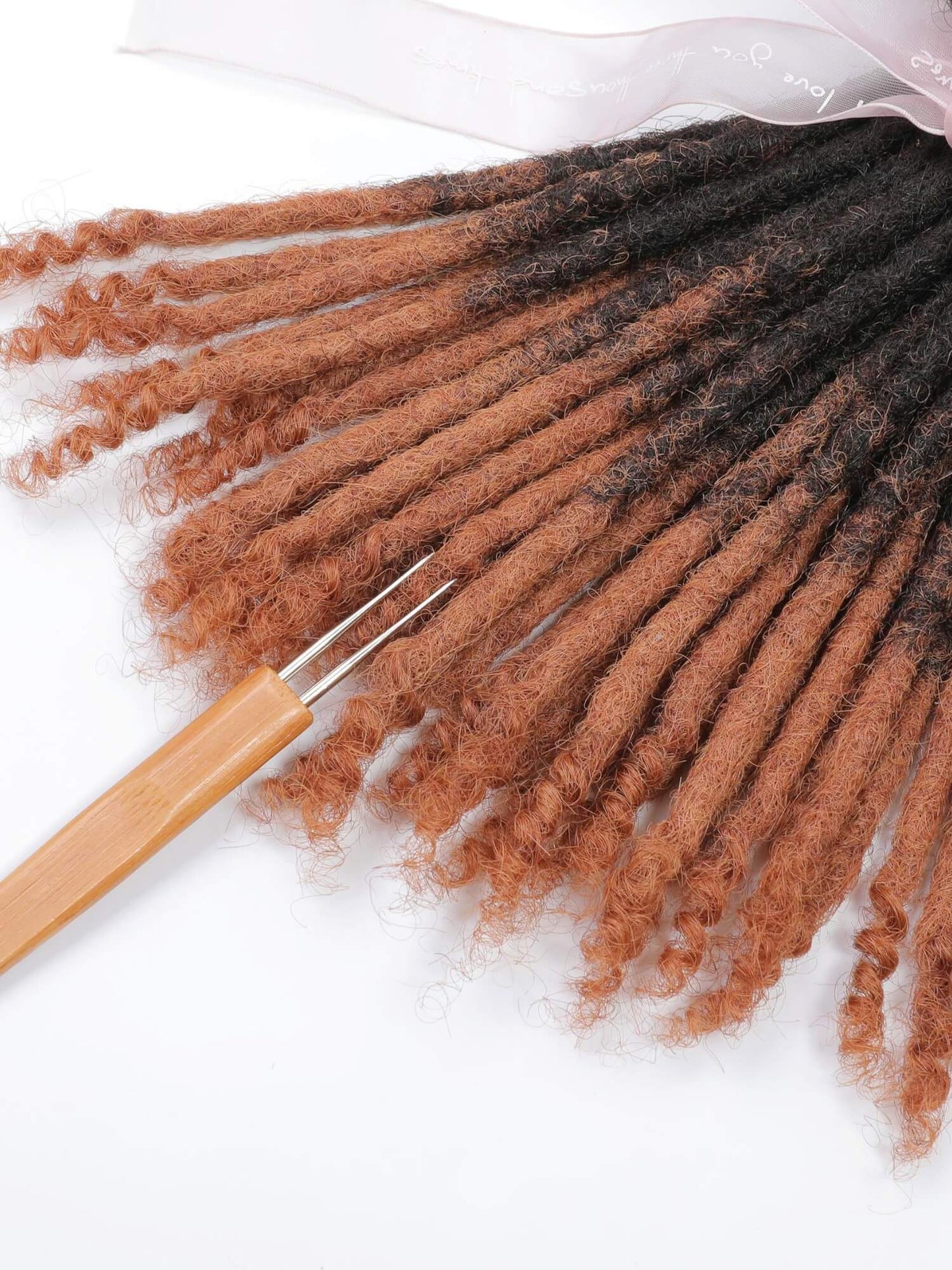 ombre 1b30 human hair loc extensions with curly tips