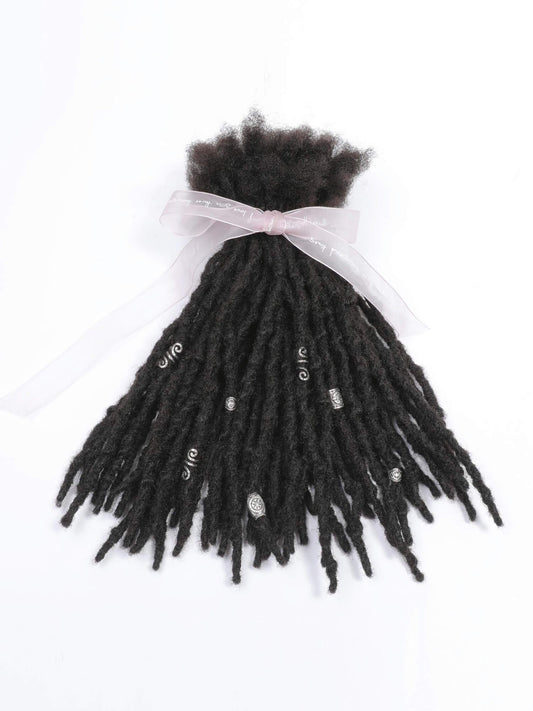 textured interlocked human hair loc extensions natural black 70 locs bundle