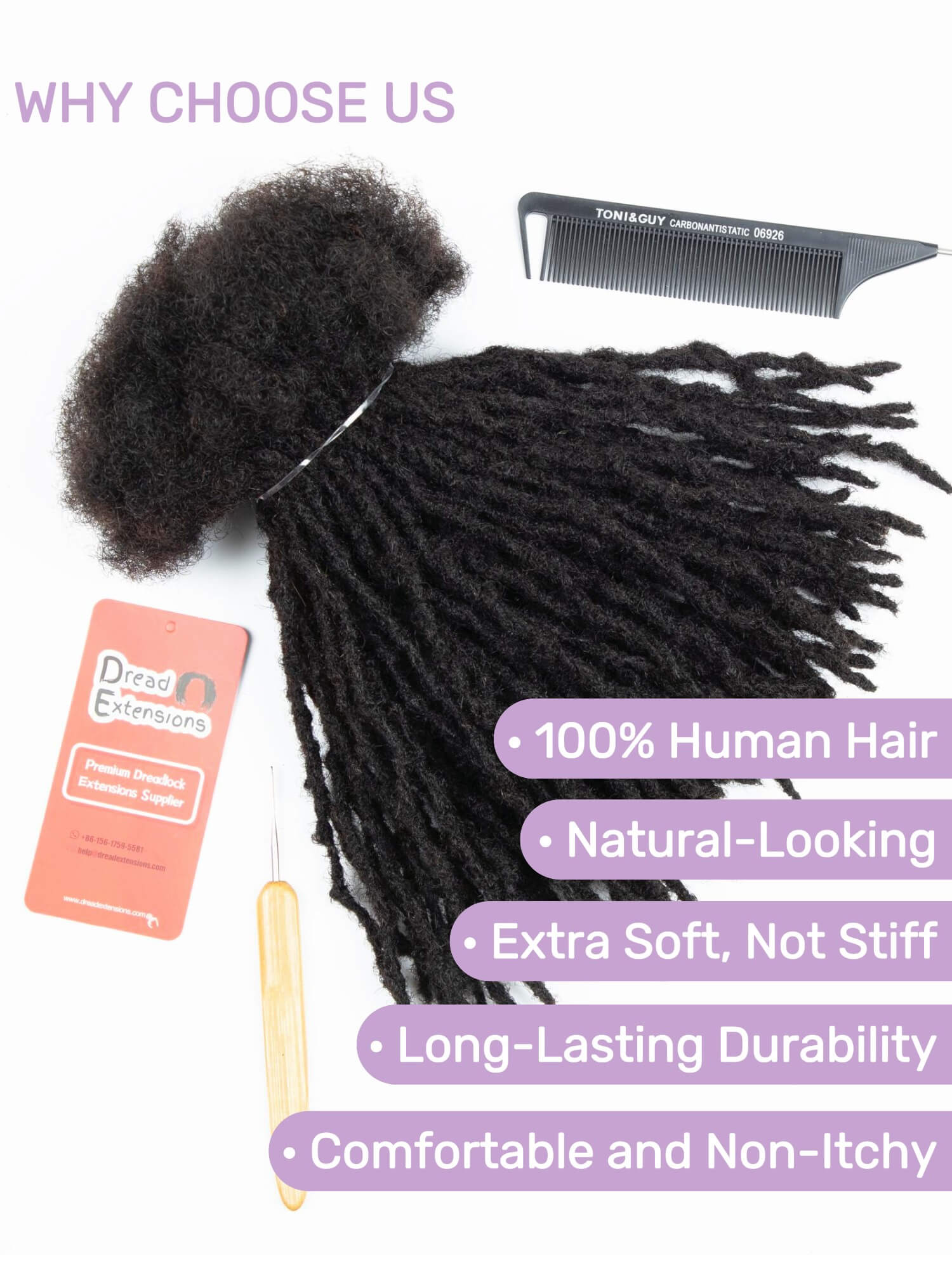 Small Size 0.3-0.4cm Premium Anwi Textured Loc Extensions Human Hair – D.E