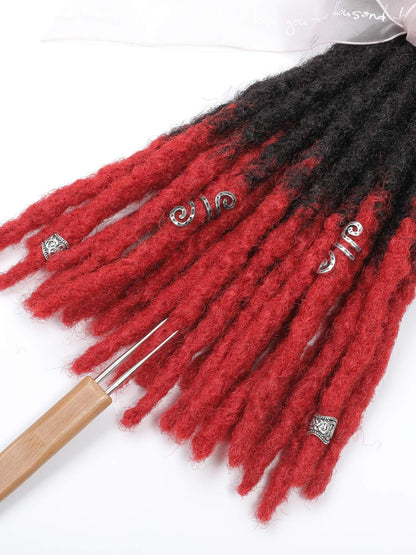 1b red textured human locs