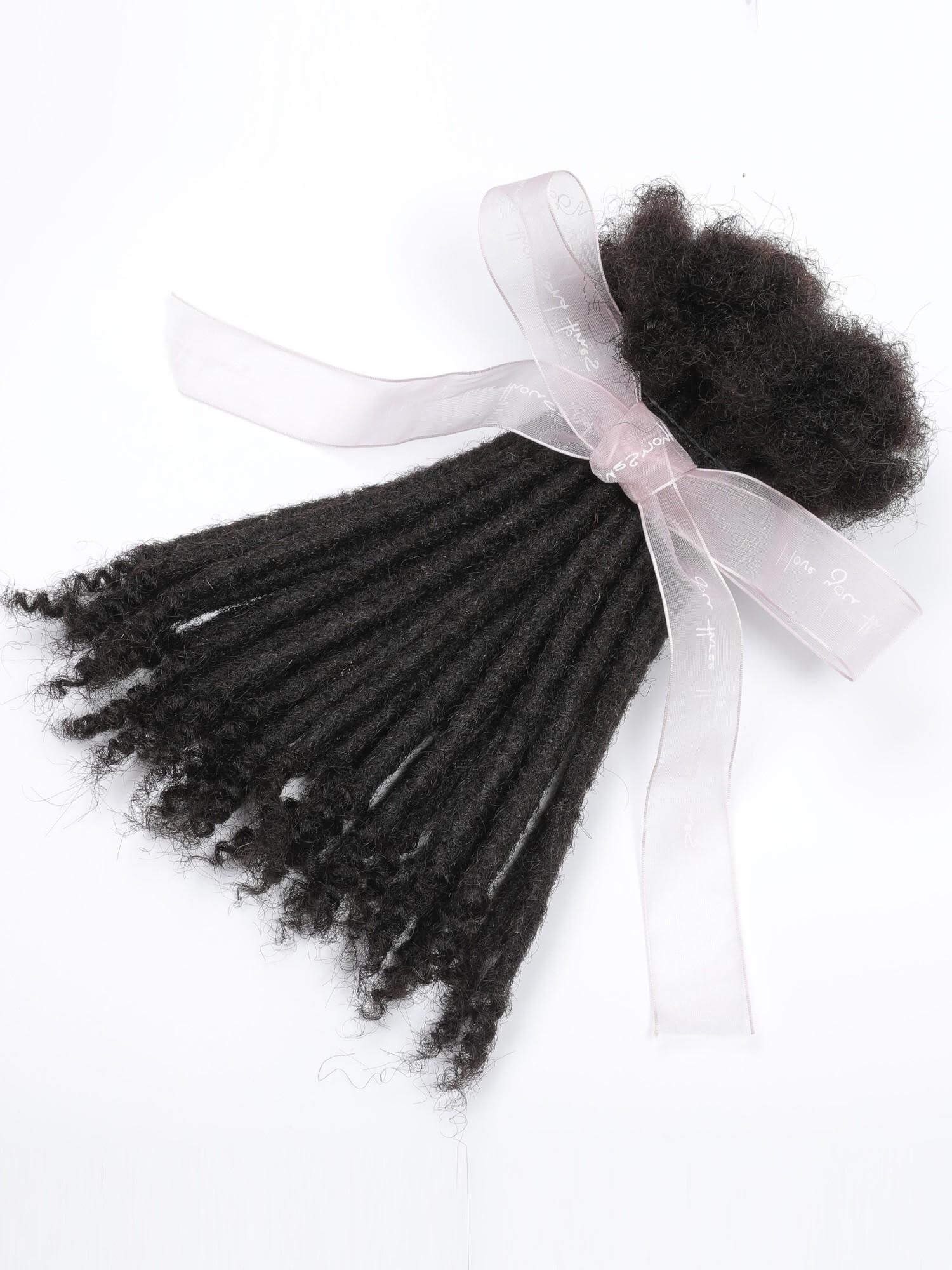 70 Locs Bundle Human Hair Loc Extensions with Curly Ends Natural Black ...