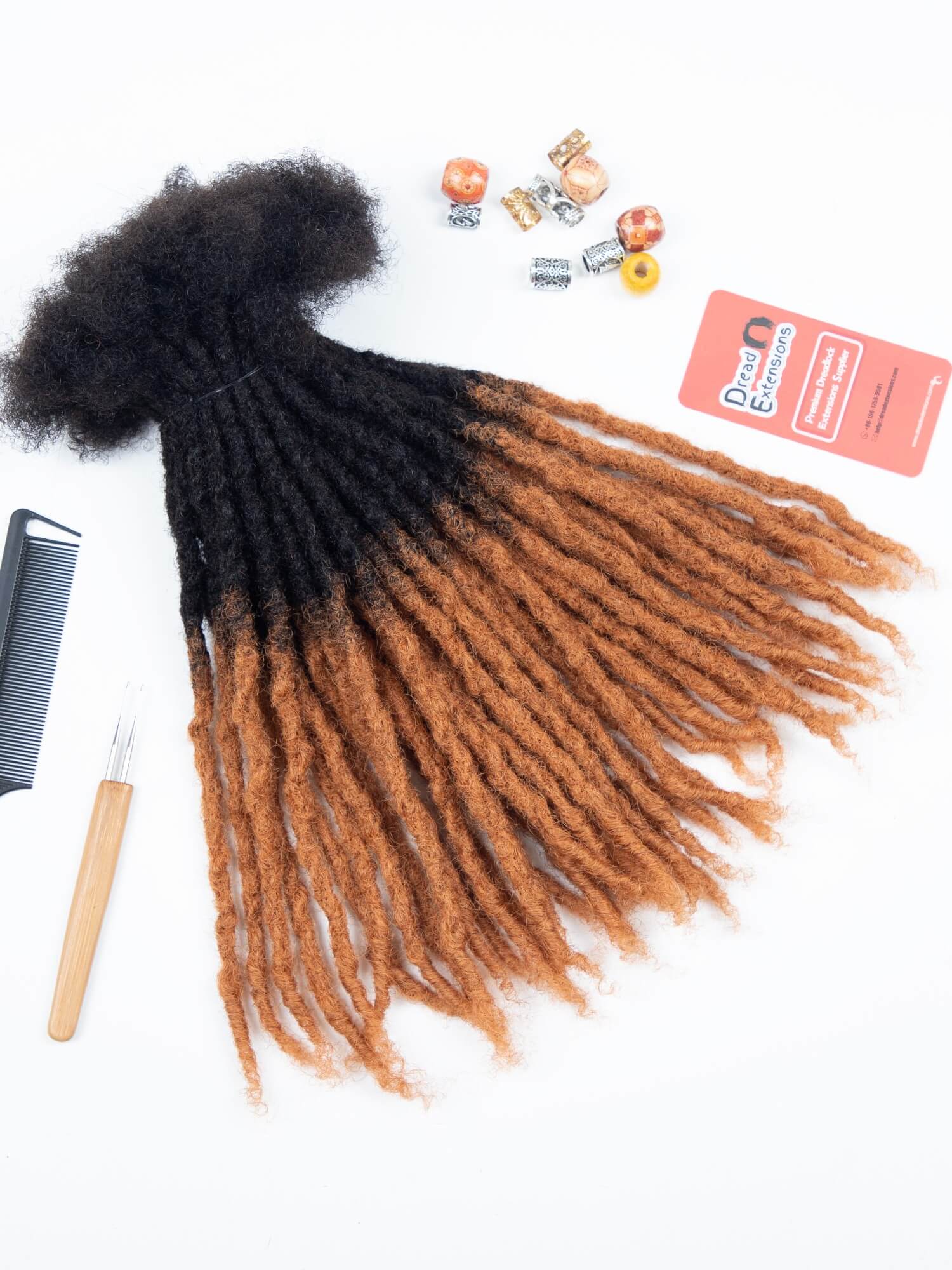 Ombre 1B/30 Coil Tips Anwi Textured Human Hair Loc Extensions 1