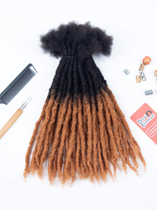 Ombre 1B/30 Coil Tips Anwi Textured Human Hair Loc Extensions