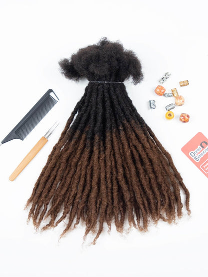 Ombre medium coil tips textured human hair loc extensions