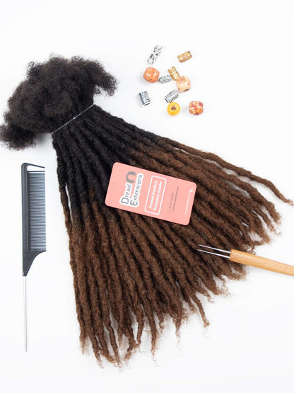 Ombre medium coil tips textured human hair loc extensions 3