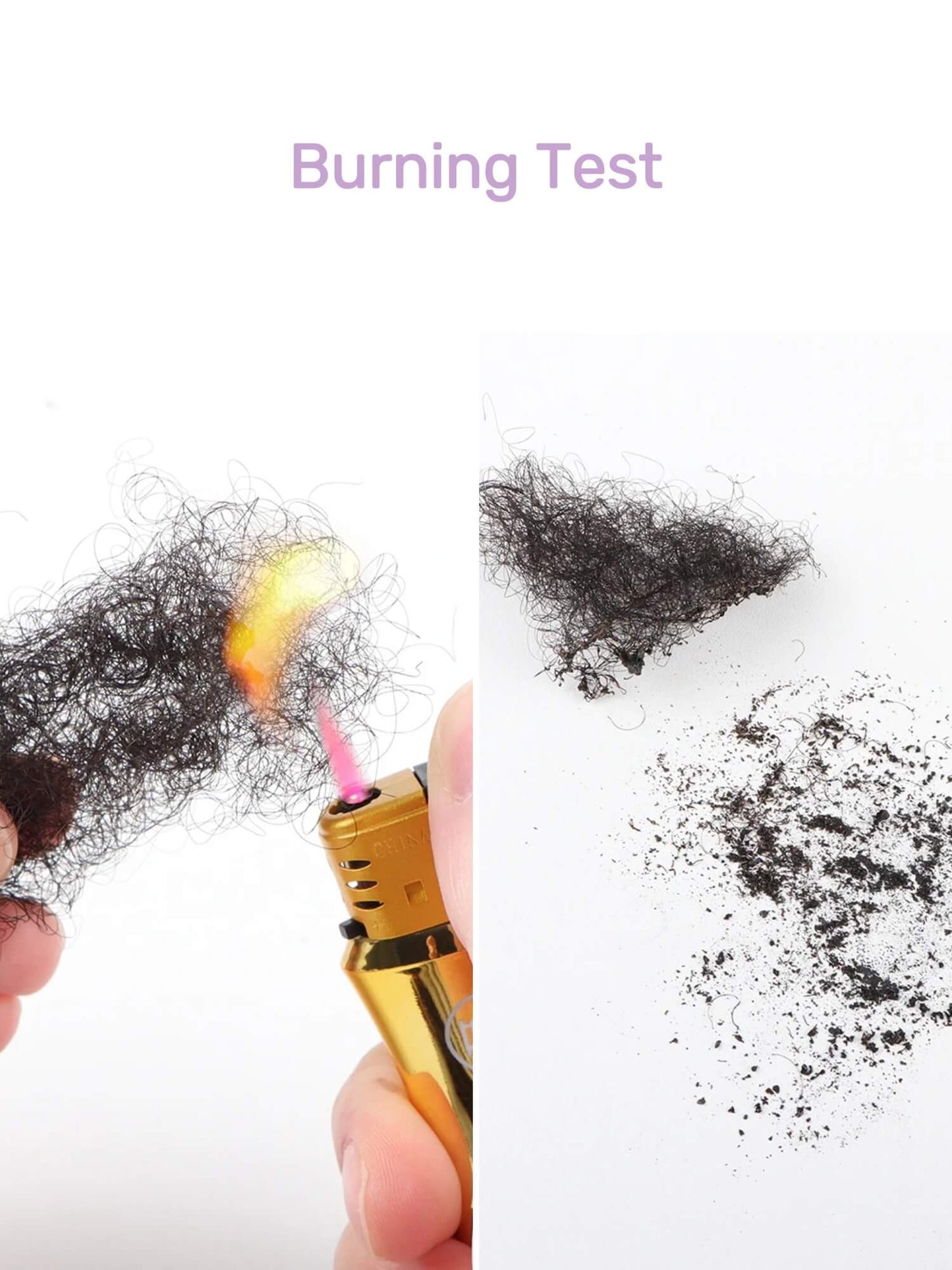 bulk hair burning test