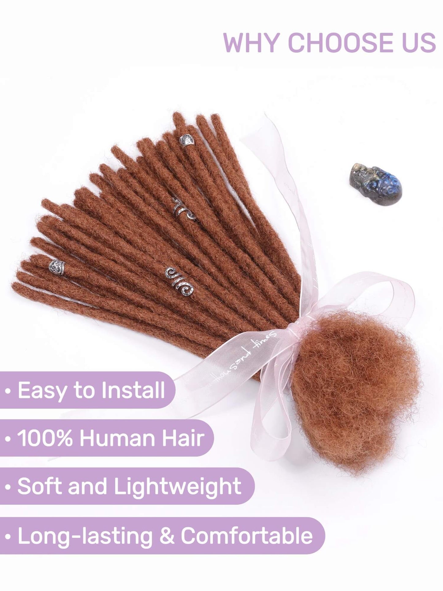 caramel brown color human hair loc extensions