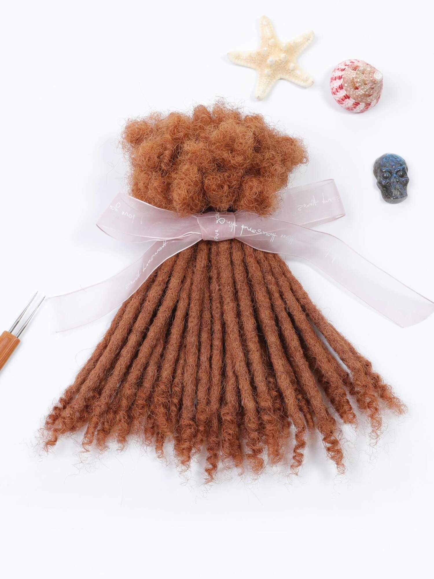 caramel brown human loc extensions curly ends
