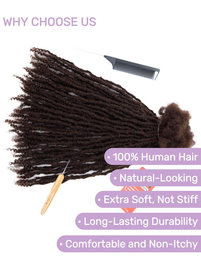 dark brown anwi textured loc extensions with curly ends
