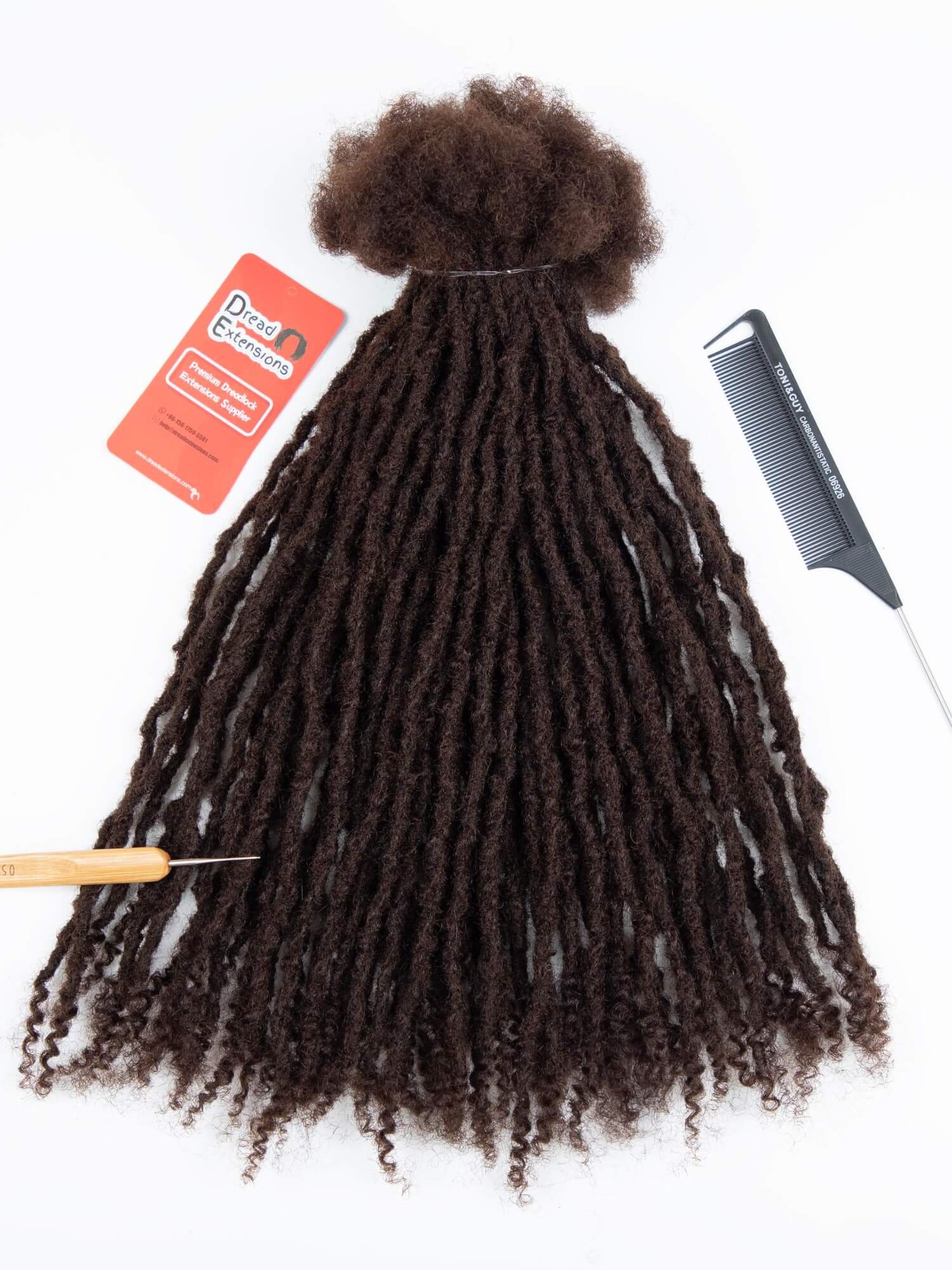 dark brown textured loc extensions with curly ends 3