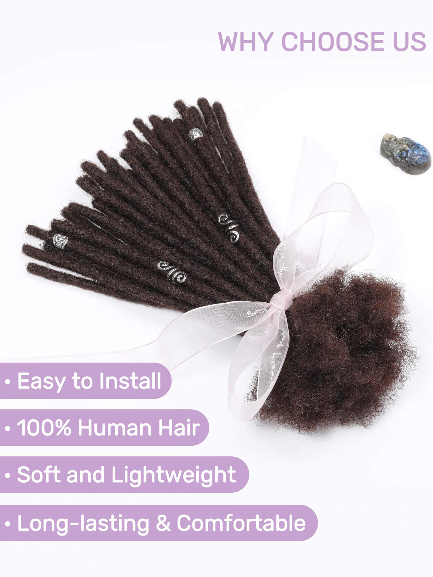 dark brown human hair loc extensions