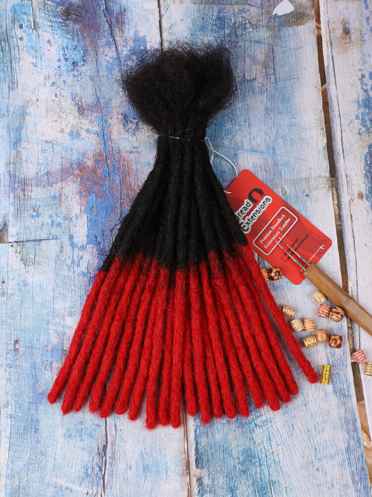 Red Drawstring Tips Dreads With Red Tips