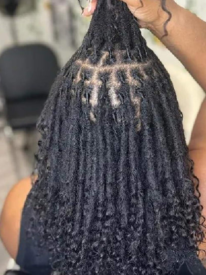 human hair locs with curly ends model 2