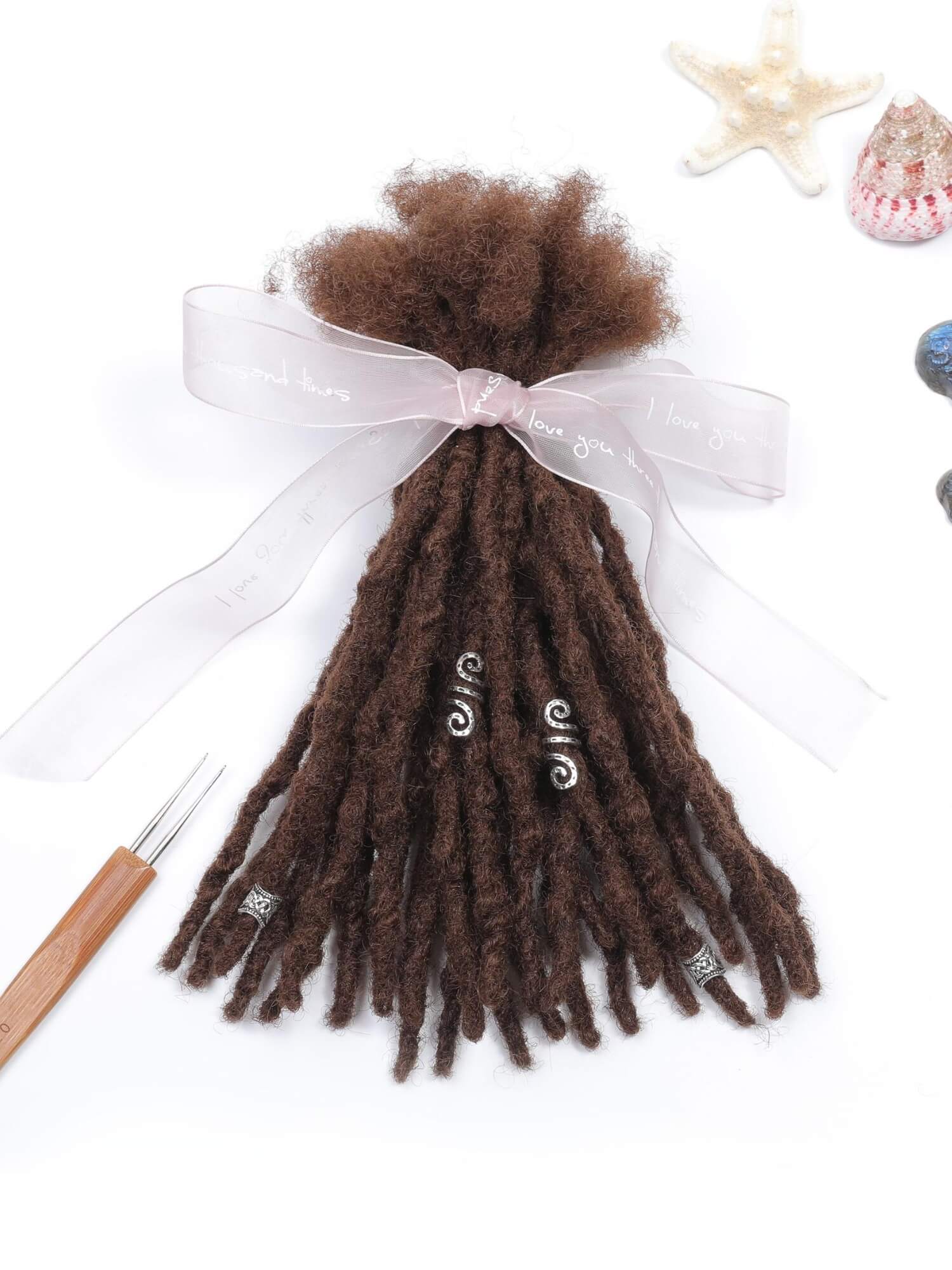 medium brown textured human loc extensions