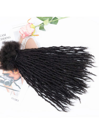 #1B Natural Black Textured Interlocked Loc Extensions with Curly Ends In Size 0.3-0.6cm