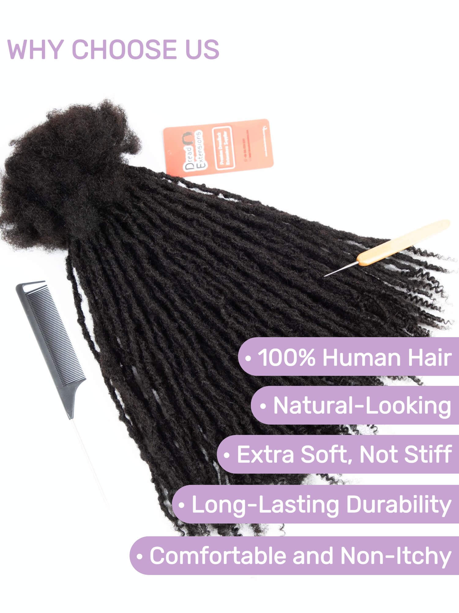 natural black textured loc extensions with curly ends human hair 4