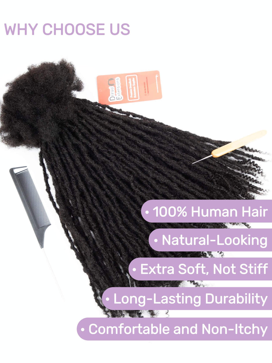 Anwi Textured Interlocked Loc Extensions with Curly Ends Human Hair – D.E