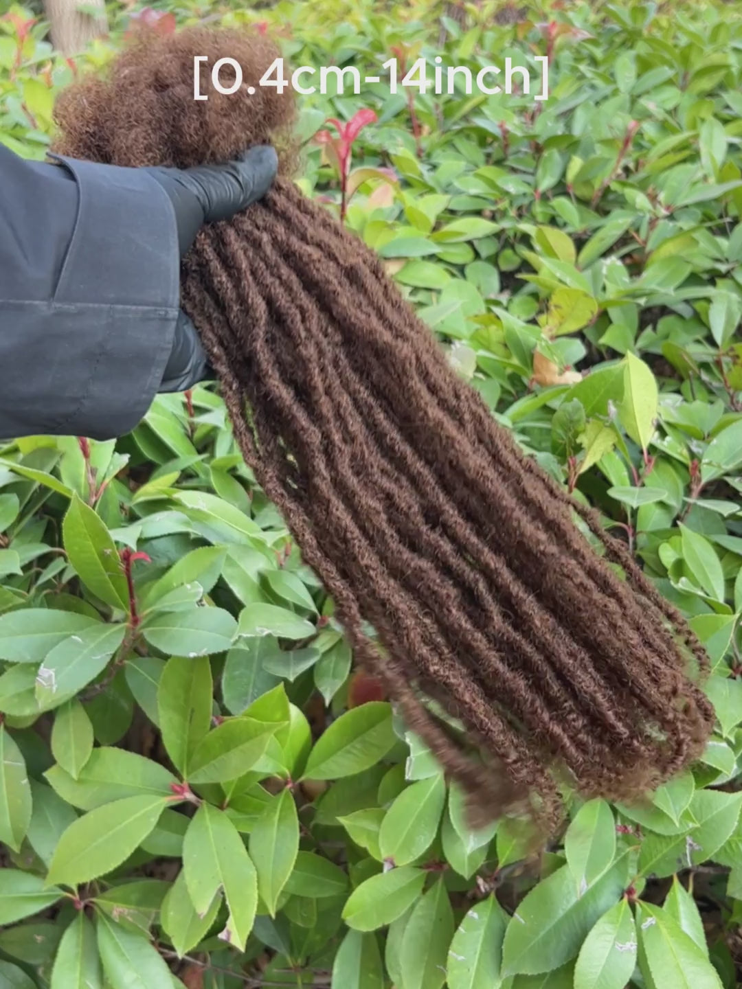 medium brown textured loc extensions with curly ends video