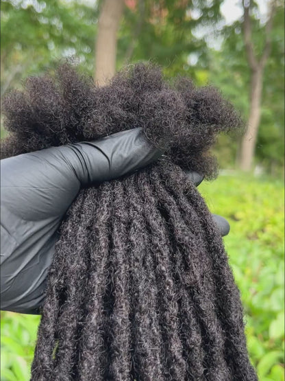 Anwi Textured Human Hair Loc Extensions With Curly Ends - Nautral Black Color