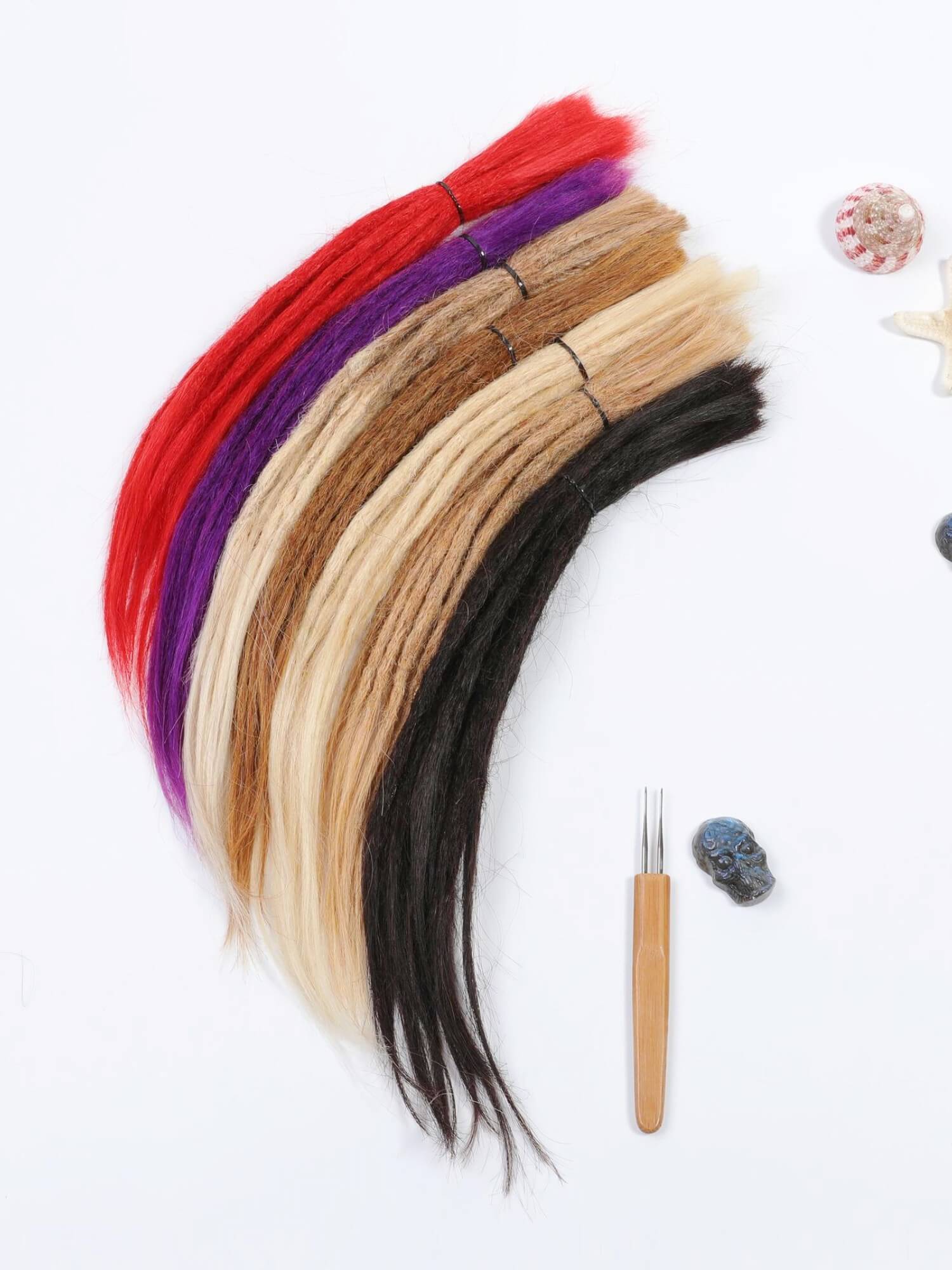 Small Dread Extensions Handmade Human Hair Dreadlock Extensions Single Ends Straight Hair – D.E