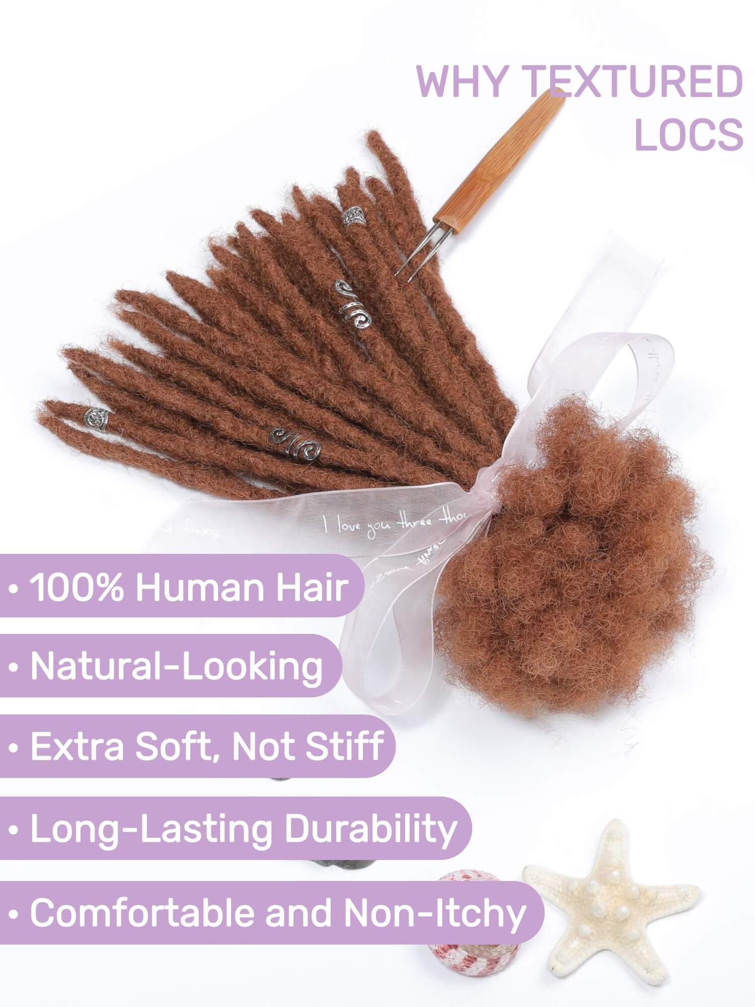 textured loc extensions human hair caramel brown