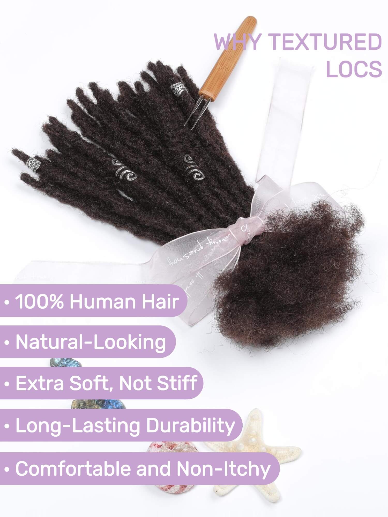 textured loc extensions human hair dark brown